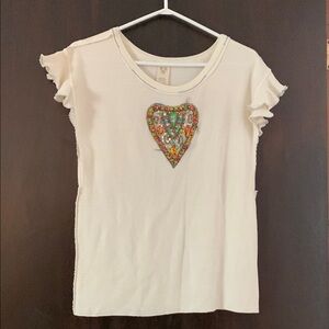 We The Free White Short Sleeve Tee with Colorful Heart